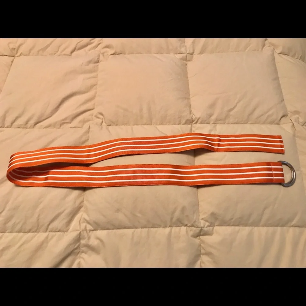 J Crew Fabric Skinny Belt Size S/M Orange with White Stripes Size S/M - Picture 4 of 5